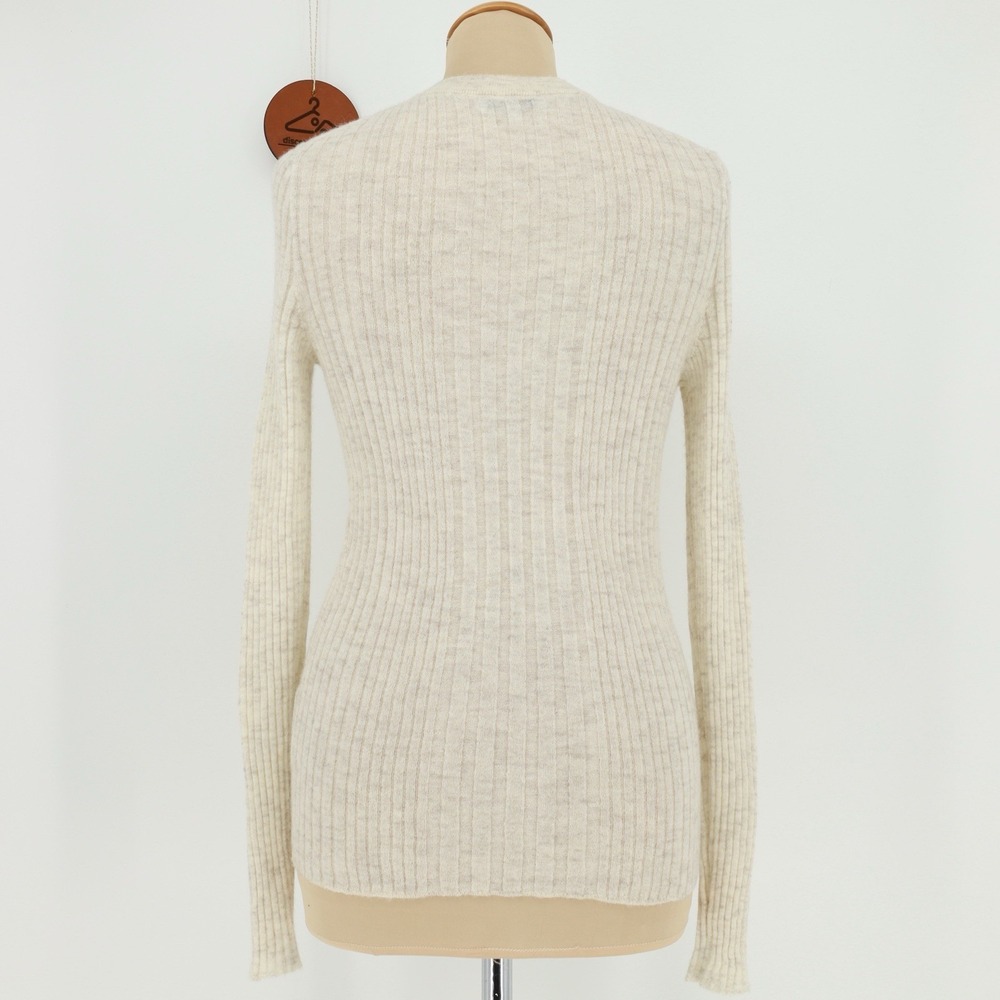 Madewell‎ Alpaca Blend Henley Sweater Ribbed Cream Medium Lightweight Slim Fit - Picture 4 of 8
